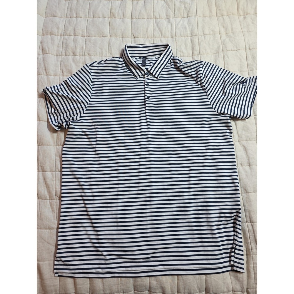 Adidas Golf Polo Shirt Men's XL Navy Blue Heathered Stripes UPF50